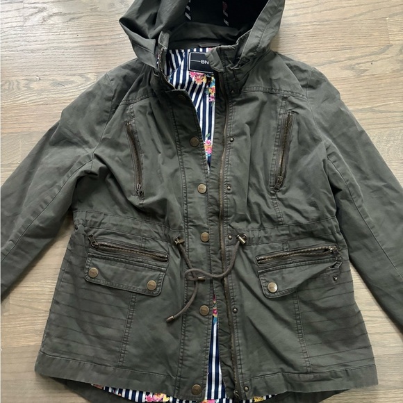 BNCI Green Cargo Jacket with hood women’s size Large - Picture 9 of 12